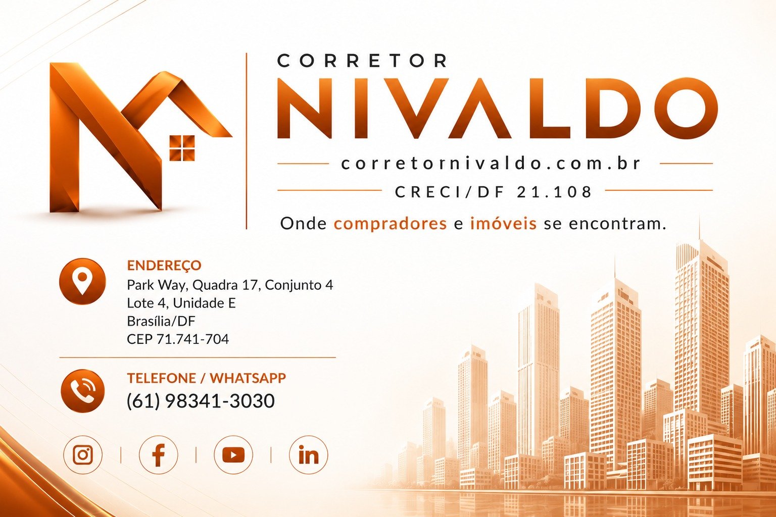 Corretor Nivaldo Oliveira — Park Way, Brasília/DF · (61) 98341-3030